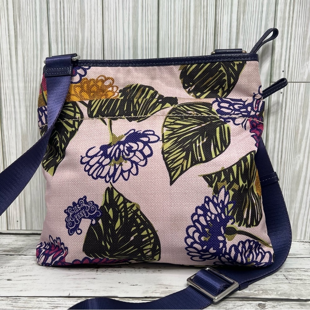 TUMI Floral Print Crossbody Bag Nylon Adjustable Strap Travel Shoulder Bag - Picture 2 of 13